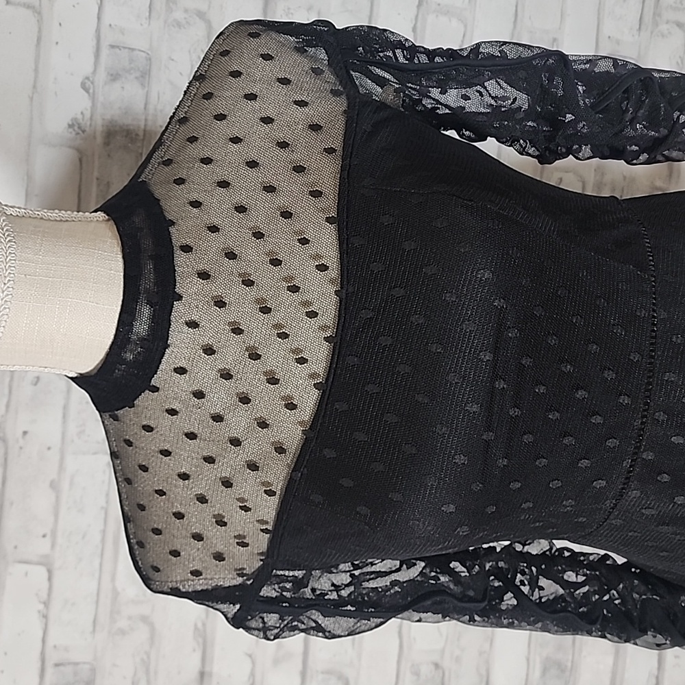 Vintage Betsey Johnson Black Lace Sheer Midi Formal Dress - Picture 5 of 10